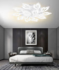 Premium Dope Modern LED Ceiling Light With 15 Leaf Shape Heads Flush Mount 120W Power Dimmable And Color Adjustable 3000K To 6500K Remote Control For Living Room Bedroom Dining Area above modern bedroom decor