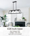 Farmhouse Chandelier Lighting Three Light Clear Glass Shade Pendant in living room with E26 bulb base