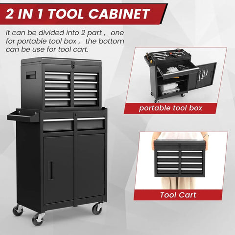 Heavy Duty Rolling Tool Chest With Five Drawers And Lockable Cabinet Boss Level Tool Organizer For Garage And Workshop
