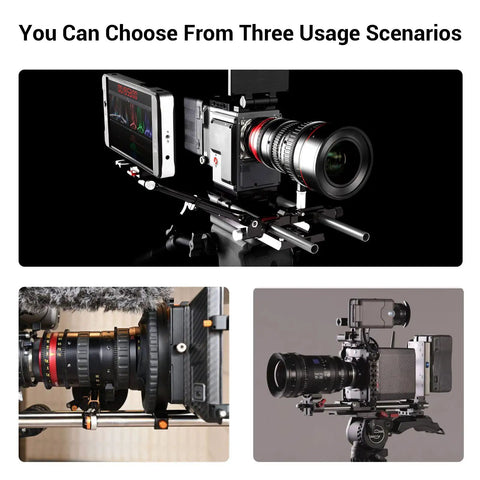 Hella Lightweight 15mm Carbon Fiber Camera Support Rods 12 Inches Pack Of 2 Smooth Matte Finish hooks used in various videography setups.