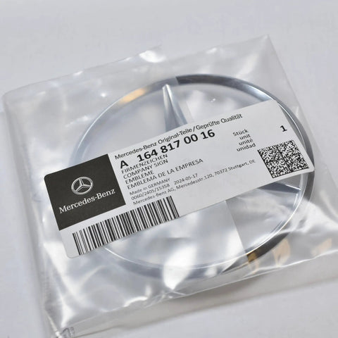 Mercedes-Benz Rear Hatch Emblem Genuine OEM 1648170016 Silver Replacement For Your Ride in original packaging 