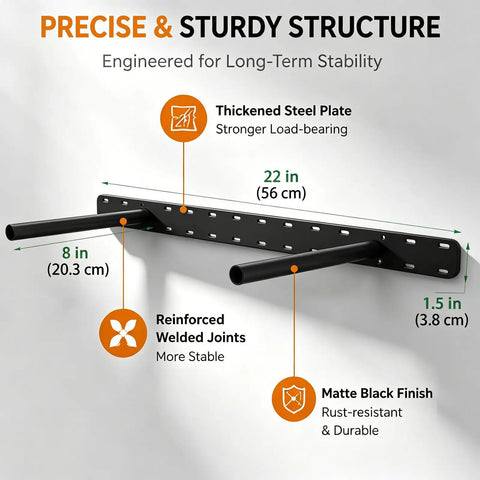 Diagram of the Two Pack 22 Inch Heavy Duty Floating Shelf Brackets With Complete Installation Kit features and measurements.