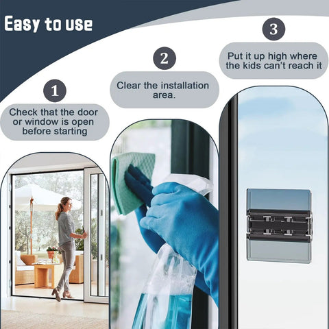 Easy installation instructions for Two Pack Sliding Door Lock For Child Safety On Sliding Glass Doors And Windows With Extra Strong Adhesive
