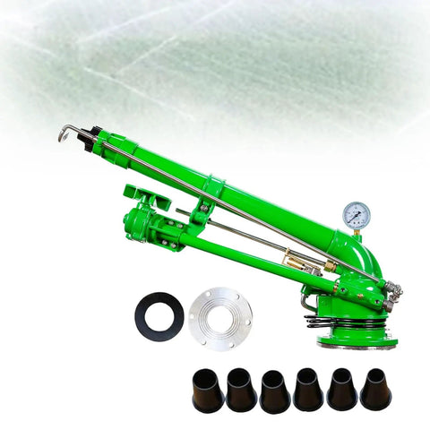 Heavy Duty Farm Irrigation Sprinkler With 360 Degree Spray For Wide Coverage, Includes 6 Replacement Nozzles