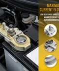 Built Tough Zinc Alloy Car Positive Battery Terminal Connector Replaces Oem 91980 3X010 installed in a car engine compartment.