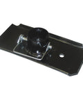 Foot pad for 1,000 lb tongue jack on black metal mounting plate with central cylindrical post and mounting clip.