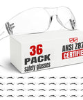 36 Pack Clear Safety Glasses For Men And Women, Scratch And Impact Resistant Eye Protection With ANSI Z87.1 Certification, UV Shield