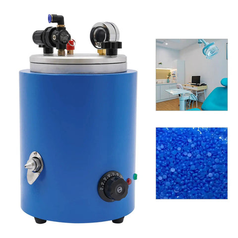 Jewelry Wax Casting Injector System 2.2L Capacity, 500W Heating, Adjustable Temperature 86 To 230 Fahrenheit, Round Barrel Mold Wax Injection Machine For Jewelry, Fast, Precise, Pro Grade. Blue wax injector with controls