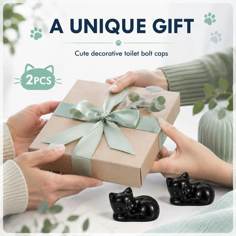Straight Up Adorable Cat Shaped Ceramic Toilet Bolt Covers Plus Decorative Screw Knob Caps For Quick Bathroom Hardware Refresh Sturdy Anchor Cup Design That Keeps Your Restroom Looking Fresh displayed as a gift.