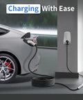 Heavy Duty Nacs Ev Charging Extension Cable Flex Your Tesla Charge Game With 21 Ft Extra Reach 240V 50A Rating, charging vehicle with wall station.