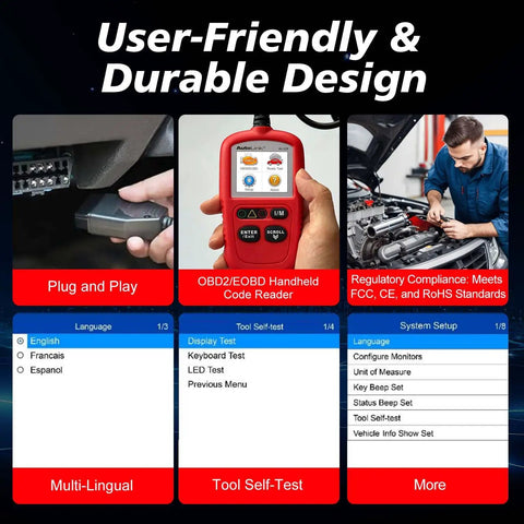 OBD2 Scanner AL329 Upgraded Diagnostic Tool With One Click IM Readiness Auto VIN Code Reader, user-friendly design