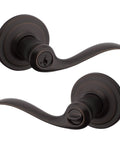 Tustin Entry Door Handle With Lock And Key Reversible Exterior Lever For Front Entrance And Bedrooms Venetian Bronze Finish