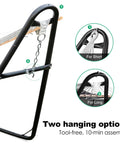 Close-up of Universal 2 Person Hammock Stand For Outdoor Use Adjustable Double Heavy Duty Powder Coated Steel Frame with chain