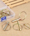 Heavy Duty Lynch Pin Set, 50 Piece Assortment for 3 Point Hitch Pins, Tractor, Trailer, and Mower Equipment, Carbon Steel