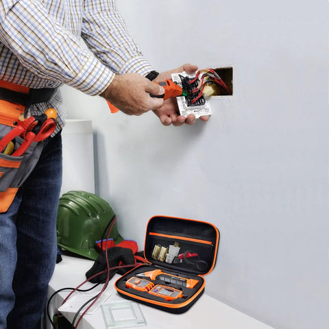 Beefy Hard Storage Case For ET310 AC Circuit Breaker Finder And RT250 GFCI Tester, Box Only, open with tools on table