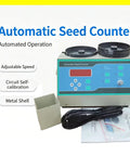 Automatic Seed Counting Machine With Microcomputer Control And LED Display, featuring dual sample plates and adjustable speed.