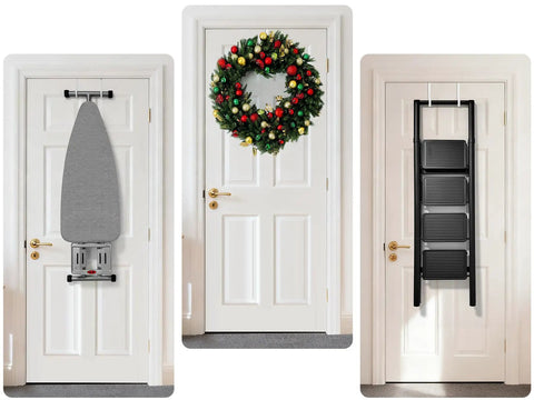 Hardcore Steel Over Door Hooks Four Pack White Zero Hassle Setup Fits Up To Two Inch Thick Doors Rubber Grip Stops Belts From Slipping Major Front Door Game Changer