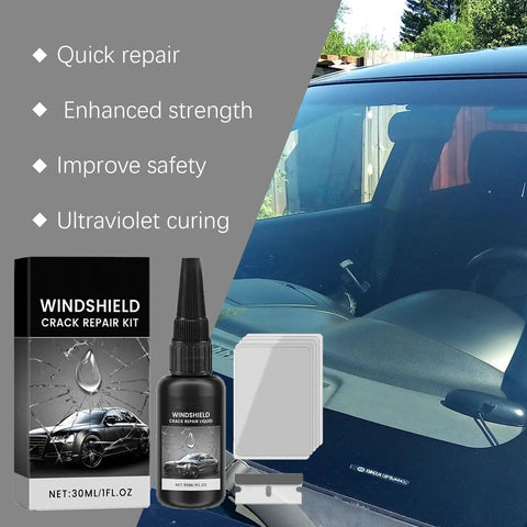 2026 Upgrade Windshield Crack Repair Kit For Chips And Other Cracks Universal Glass Repair Tool Set with 30ml resin and films.