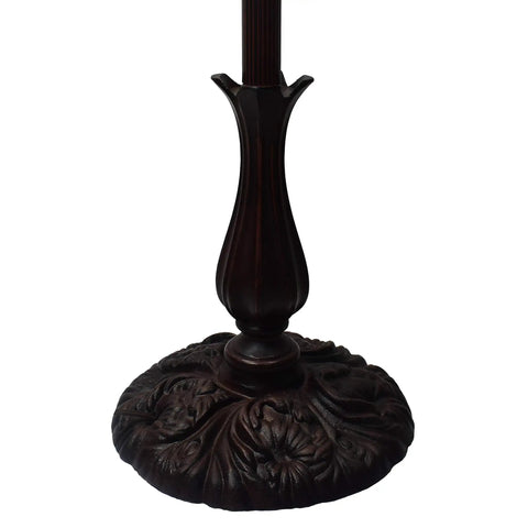Base of Tiffany Style Floor Lamp With Jeweled Beaded Arched Design, 62 Inch Tall Stained Glass Yellow Vintage Lamp For Bedroom Or Living Room