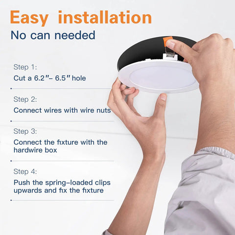 Installing 18 Pack Six Inch Ultra Slim LED Recessed Ceiling Light With Junction Box No Fuss Install 5 CCT Selectable.