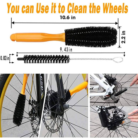 7 Piece Bike Cleaning Brush Kit For Chain And Frame All In One Bicycle Cleaning Set used on bike wheels