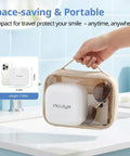 Cordless Ultrasonic Retainer Cleaner 50kHz Rechargeable Cleaning Pod With Built In Mirror For Jewelry Aligners Braces Toothbrush Heads Night Guards Dentures Deep Cleaning On The Go, 5.2in white travel case