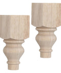 Round Wooden Furniture Feet Set For Couches And Benches, Unfinished Khaki Wood Legs With Easy Install, French Country Carved Style