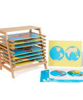 Montessori Geography Map Stand For Puzzle Maps Large Beechwood Sturdy Kid Friendly Display Holder Holds Up To Eight Wooden Maps