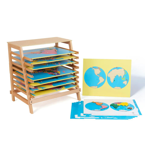 Montessori Geography Map Stand For Puzzle Maps Large Beechwood Sturdy Kid Friendly Display Holder Holds Up To Eight Wooden Maps
