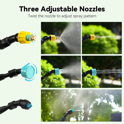 Electric Garden Sprayer Portable Battery Powered Watering Wand With Telescopic Handle No Manual Pump Rechargeable Plant Mister 3 Adjustable Nozzles And 10 Ft Hose For Yard Lawn Weeds Plants spraying with three adjustable nozzles