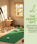 Alloy Mini Golf Club Set With Six Clubs And Four Balls For Dollhouse Dioramas And Display Scenes in a miniature golf setup