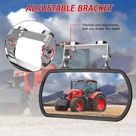 Rock Solid Magnetic Side Mirror For Tractors And Lawn Mowers With Slick Wide Angle Convex Glass And Knockout Vibration Free Install For Heavy Duty Grind Days, adjustable bracket showcased.