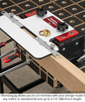 Mortising Jig For Plunge Router Easy To Cut Precise Mortises For Loose Tenon Joinery Portable Benchtop Tool Perfect For Furniture Cabinets Projects Great For Hobbyists And Pros USA Made MJ-24 installed on workbench