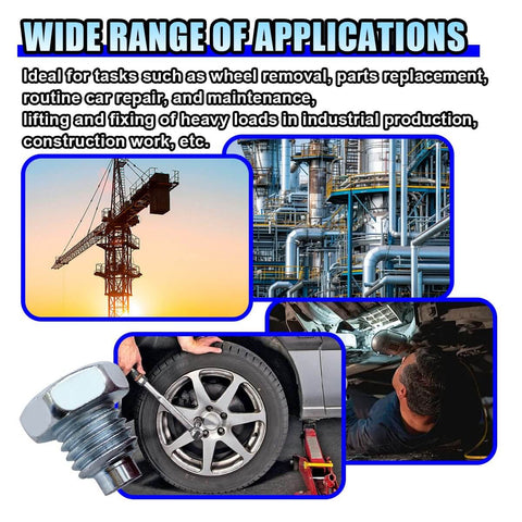 Wide range of applications for Beefed Up Car Floor Jack Handle Bolts Set in construction and maintenance tasks.