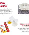 Accessories for Snag This Badass Hella Reliable Four Tray Food Dehydrator For Herbs Fruit And Beef Jerky With Even Heat Distribution And Clear Top Viewing In Speckled White.