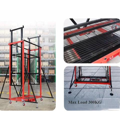 Heavy Duty Electric Lift Cart With Wireless Remote Foldable Work Platform Sturdy Steel Rig for lifting with max load 300kg.