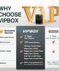 VIPBOX 3 piece polycarbonate luggage set with 3-year user support and quality testing infographic
