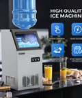 Heavy Duty Ice Maker Machine 110 Lbs Per Day Freestanding Commercial Ice Maker With Dual Water Inlets 24 Lb Storage Bin