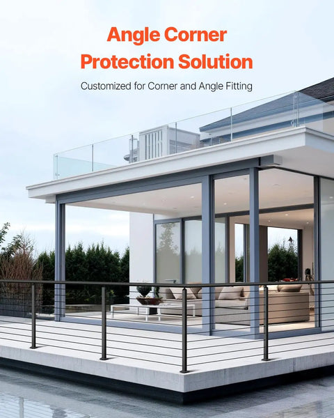 Modern deck with Corner Cable Railing Post With Ten L Shaped Holes Pre Drilled 36 By 2 By 2 Inches Stainless Steel, black finish