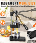 Heavy Duty Manual Cast Iron Citrus Juicer Hand Press Squeezer For Fresh Orange Lemon Juice, ergonomic lever for easy use.