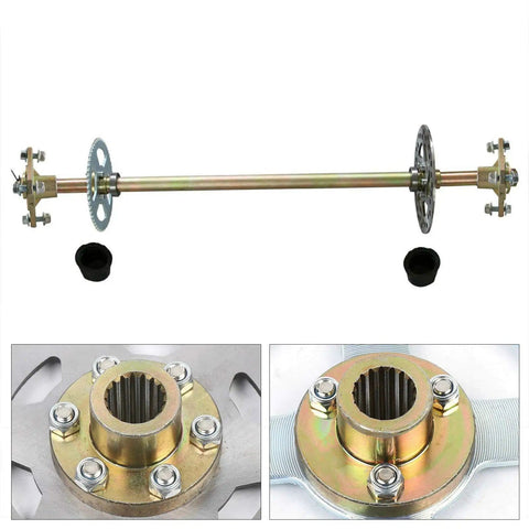 Go Kart Rear Axle Assembly Kit With 29 Inch Overall Length Aluminum Live Axle And Steel Brake Disc For DIY Go Kart ATV Quad