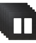 2 Gang Screwless Wall Plates Mid Size Unbreakable Thermoplastic Faceplates For Decorator Receptacle Outlets UL Listed Matte Black 5 Pack