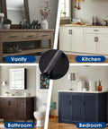 Home interior collage featuring vanity, kitchen, bathroom, and bedroom with Matte Black 3 Inch Center To Center Cabinet Pulls Set Of 30 Stainless Steel Kitchen Handles.