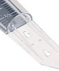 Close-up of 5 Inch Capacity Magnifying Rain Gauge with easy to read white numbers and acrylic weather-resistant build.