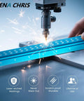 Close-up of laser-etching on a 12 Inch Triangular Architect Scale Ruler for Drafting and Blueprints, aluminum alloy tool.
