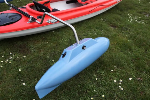 Kayak Stabilizers Package With Hard Outrigger Floats Adjustable Stabilizer System, canoe mount with blue polyethylene pontoon