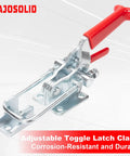 2 Pack Adjustable Toggle Latches With Self Locking Mechanism And Anti Slip Grip For Secure Closures 1984 Lbs Holding Power Built Tough Heavy Duty Lever Clamp For Hatches Boxes And Tool Chests, red handle