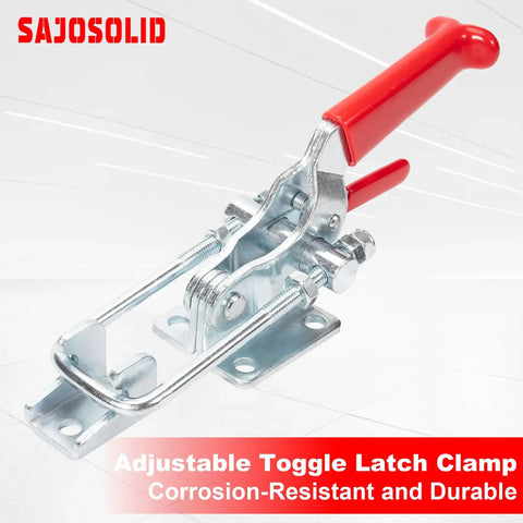 2 Pack Adjustable Toggle Latches With Self Locking Mechanism And Anti Slip Grip For Secure Closures 1984 Lbs Holding Power Built Tough Heavy Duty Lever Clamp For Hatches Boxes And Tool Chests, red handle