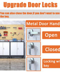 Heavy Duty Metal Storage Cabinet On Wheels With Locking Doors And Adjustable Shelves For Garage, Metal Door Handles Display