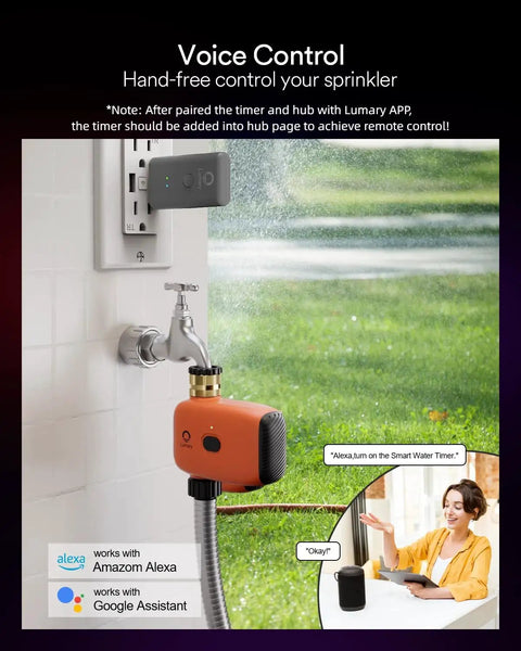 WiFi Garden Hose Water Timer With Hub for Remote Auto Irrigation, Rain Delay, Battery Powered, Works With Alexa, Installed on Faucet